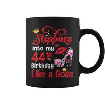 Stepping Into My 44Th Birthday Like A Boss Pumps Lips Coffee Mug | Crazezy