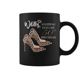 Stepping Into My 50Th Birthday Leopard Print Cheetah Heels Coffee Mug - Monsterry
