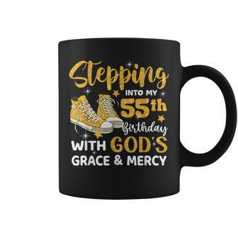 Stepping Into My 55Th Birthday With God's Grace Mercy Coffee Mug - Seseable
