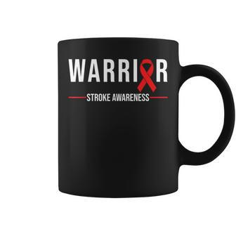 Stroke Awareness Warrior Recovery Red Ribbon Coffee Mug - Monsterry