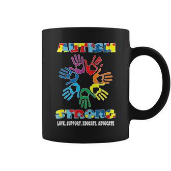 Strong Love Support Advocate Puzzle Ribbon Cool Autism Coffee Mug - Monsterry CA