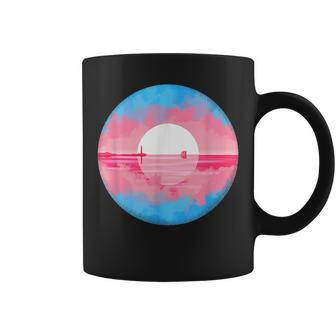 Subtle Trans Pride Flag Coastal Sunrise Coffee Mug - Monsterry
