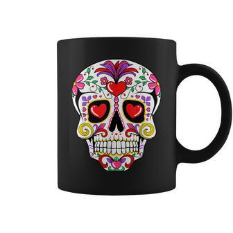 Sugar Skull Heart Eyes Valentines Day Cute Mexican Skeleton Coffee Mug - Thegiftio UK