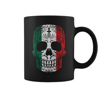 Sugar Skull Mexican Flag Cinco De Mayo Dia De Los Muertos Coffee Mug - Monsterry