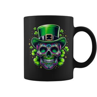 Sugar Skull Wearing Irish Leprechaun Hat St Patrick's Day Coffee Mug - Monsterry CA