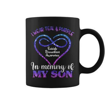 Suicide Prevention Teal & Purple In Memory Of My Son Coffee Mug - Monsterry UK