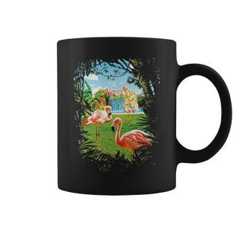 Summer In Paradise With Exotic Pink Flamingos Coffee Mug | Mazezy