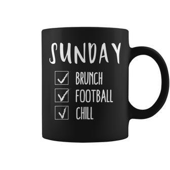 Sunday Brunch Football Chill Bro Dad Football Coffee Mug - Monsterry