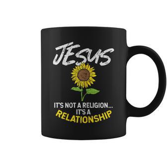 Sunflower Jesus Not Religion Relationship God Christian Coffee Mug - Monsterry