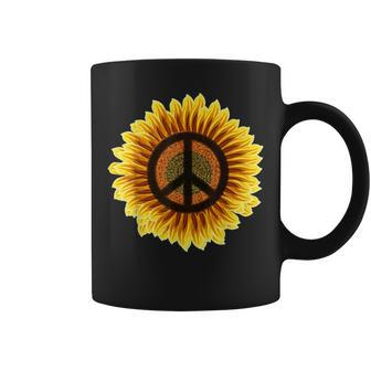 Sunflower Peace Sign 1960S 1970S Hippie Flower Retro Coffee Mug - Monsterry