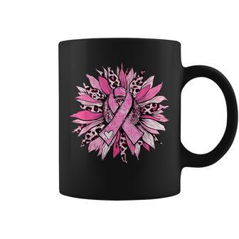 Sunflower Pink Breast Cancer Awareness Girls Warrior Coffee Mug | Mazezy
