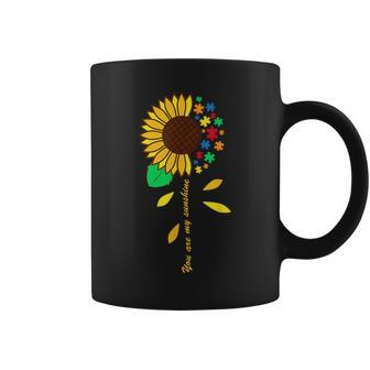 Sunflower Puzzle Piece Inspirational Autism Awareness Coffee Mug - Monsterry UK
