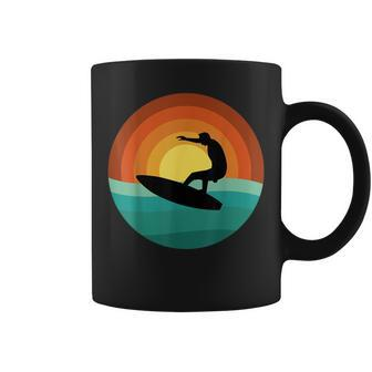 Sunset Surfing Silhouette Retro Wave Rider Coffee Mug - Monsterry UK