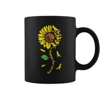 You Are My Sunshine Dinosaur Rex Sunflower Dino Hippie Coffee Mug - Monsterry