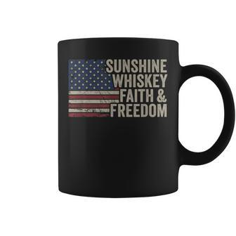 Sunshine Whiskey Faith & Freedom Vintage Usa Flag Summer Coffee Mug - Monsterry DE