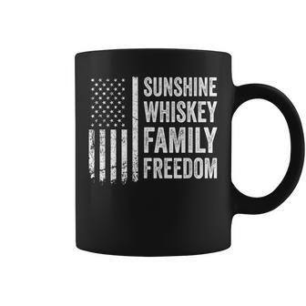 Sunshine Whiskey Family & Freedom Usa Flag Summer Drinking Coffee Mug - Monsterry CA