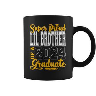 Super Proud Lil Brother Of 2024 Graduate Awesome Family Coffee Mug - Seseable