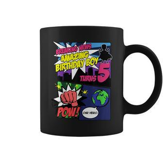 Superhero Birthday Boy Turns 5 Amazing Awesome Super Coffee Mug - Monsterry UK