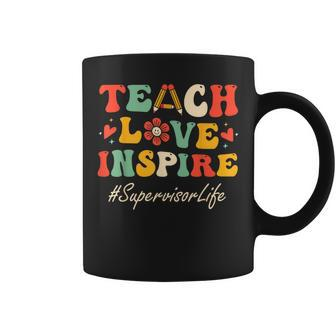 Supervisor Teach Love Inspire Groovy Bach To School Coffee Mug - Seseable