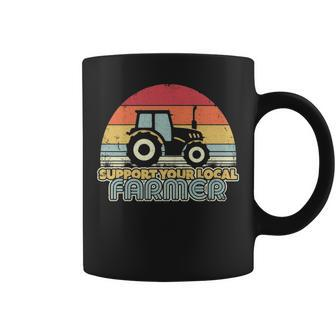 Support Your Local Farmer Retro Style Tractor Coffee Mug | Mazezy