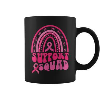 Support Squad Pink Rainbow Ribbon Breast Cancer Awareness Coffee Mug | Mazezy