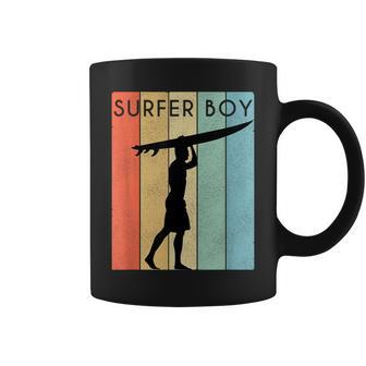 Surfer Boy Surf Illustration Surf Boy Throwback Coffee Mug - Monsterry CA