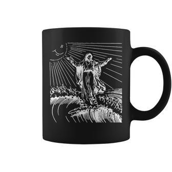 Surfing Jesus Cool Christian Surf Vintage Coffee Mug | Mazezy