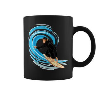 Surfing Monkey Ape Riding The Tube Wave On Surfboard Coffee Mug - Monsterry CA