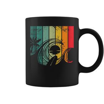 Surfing Retro Surfer Sunset Palm Tree Surf Coffee Mug - Monsterry UK