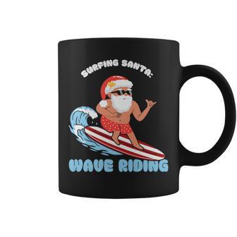 Surfing Santa Wave Rider Christmas In July Coffee Mug - Monsterry