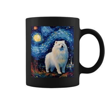 Surreal Starry Night Samoyed Dog Coffee Mug | Mazezy