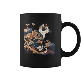 Surrealism Japanese Painting Calico Cat Coffee Mug - Monsterry DE