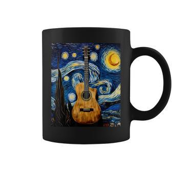 Surrealism Starry Night Acoustic Guitar Coffee Mug | Mazezy
