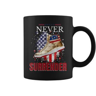 Never Surrender Gold Sneakers Pro Trump 2024 Coffee Mug - Seseable