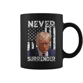 Never Surrender Trump Shot 2024 American Flag Men Coffee Mug - Monsterry CA
