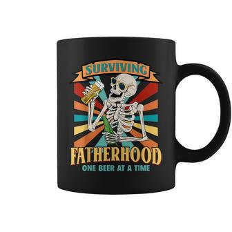 Surviving Fatherhood One Beer At A Time Skeleton Father Day Coffee Mug - Thegiftio UK