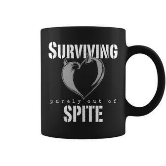 Surviving Purely Out Of Spite Heart With Devil Horns Coffee Mug - Monsterry