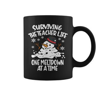 Surviving The Teacher Life One Meltdown At A Time Christmas Coffee Mug | Seseable CA