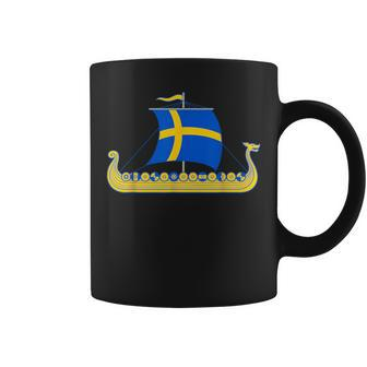 Swedish Viking Ship Sverige Sweden Flag Boat Viking Coffee Mug - Monsterry