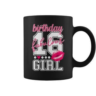 Sweet 16 16Th Birthday Fabulous Girl Pink Kiss Lips Coffee Mug - Monsterry