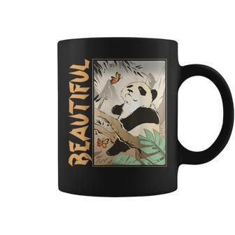 Sweet Panda Bear With Butterfly In The Mountains Coffee Mug - Thegiftio UK