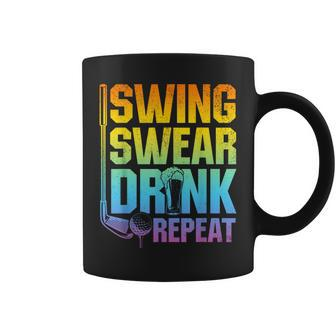 Swing Swear Drink Repeat Golf Saying Coffee Mug - Monsterry UK
