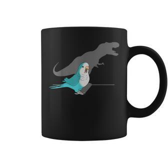 T-Rex Blue Monk Parakeet Birb Memes Screaming Parrot Coffee Mug - Monsterry