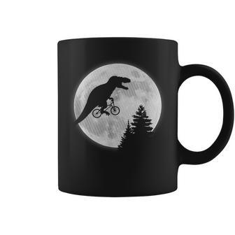 T-Rex Cycling Over The Moon Coffee Mug - Monsterry DE