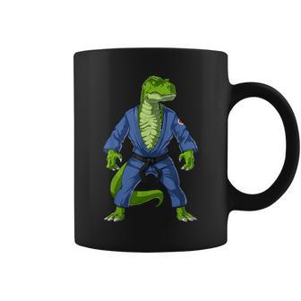 T-Rex Dinosaur Jiu-Jitsu Judo Ninja Martial Arts Karate Coffee Mug - Monsterry
