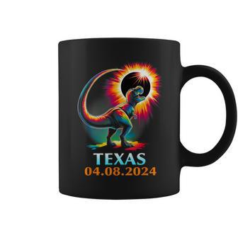 T Rex Dinosaur Texas Total Solar Eclipse 2024 Coffee Mug - Seseable