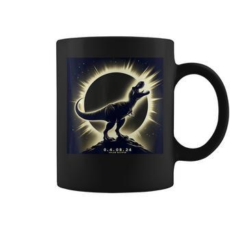 T-Rex Solar Eclipse 2024 Dinosaur April 8 2024 Total Eclipse Coffee Mug - Monsterry