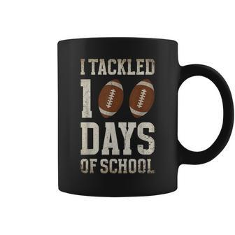 I Tackled 100 Days Of School Football 100Th Day Saying Coffee Mug | Mazezy