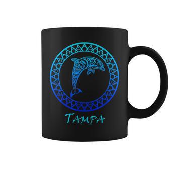 Tampa Florida Vintage Retro Tribal Dolphin Vacation Coffee Mug - Monsterry AU