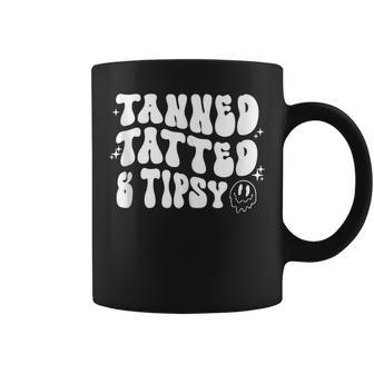Tanned Tatted And Tipsy Groovy Beach Summer Vacation Coffee Mug - Monsterry AU